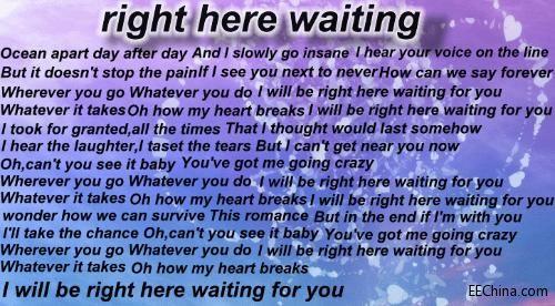 right here waiting曲谱