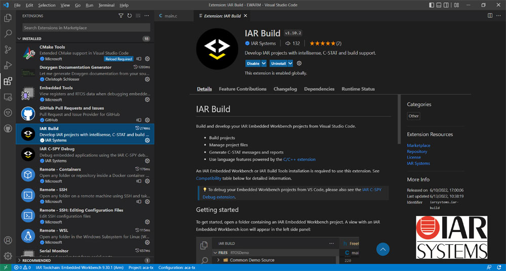 IAR Systems ֧ Visual Studio Code չ㿪