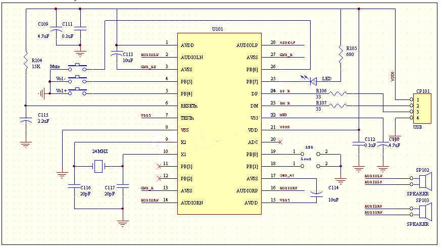 新款USB音箱方案MK909D,每聲道1W的輸出功率