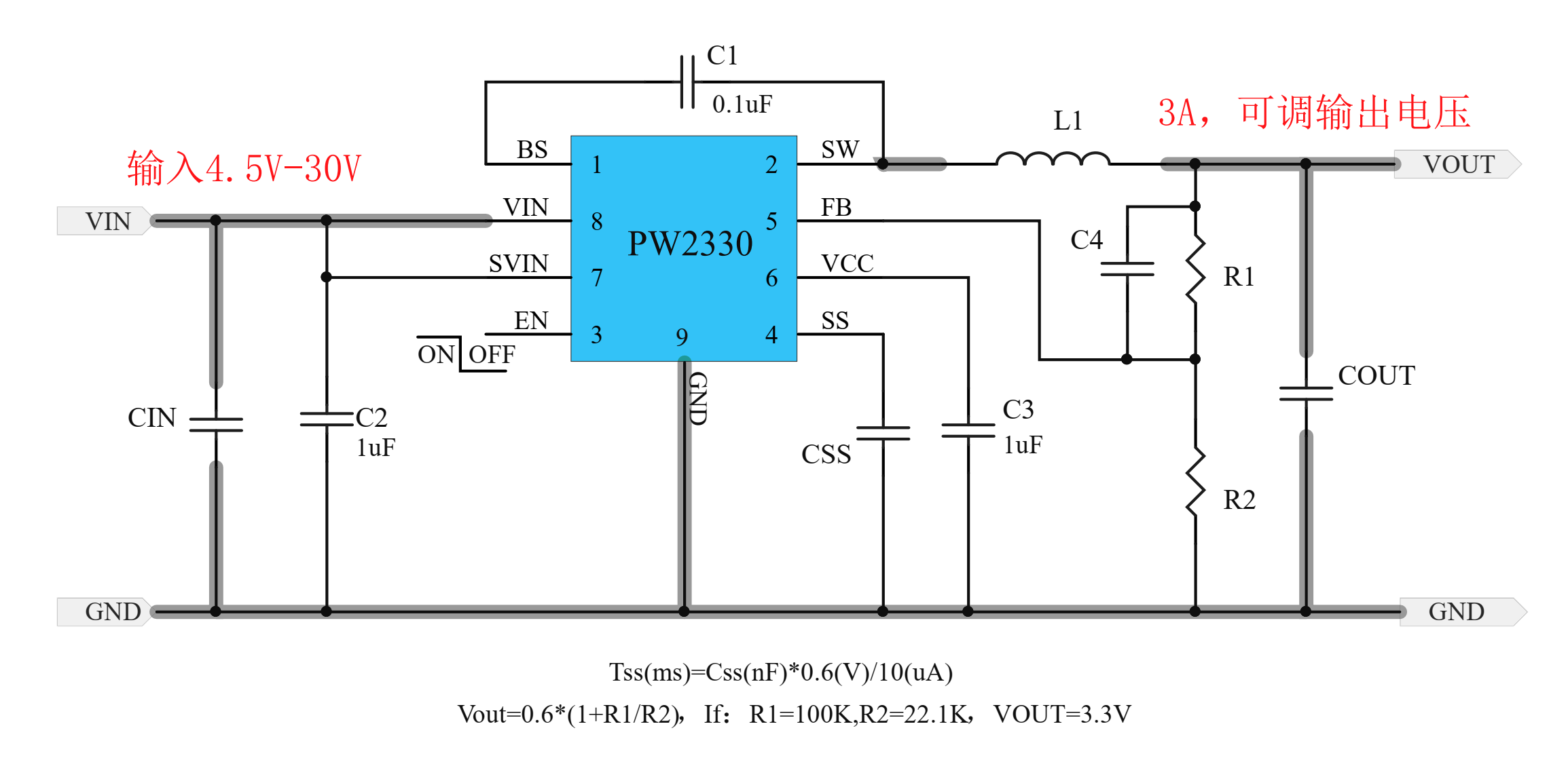24Vѹ3.3VоƬ,ЧʵͬѹDC-DC任3A