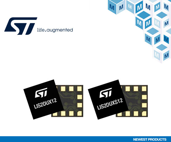 贸泽开售面向可穿戴和始终感知应用的STMicroelectronics LIS2DUX12和LIS2DUXS12智能加速度计