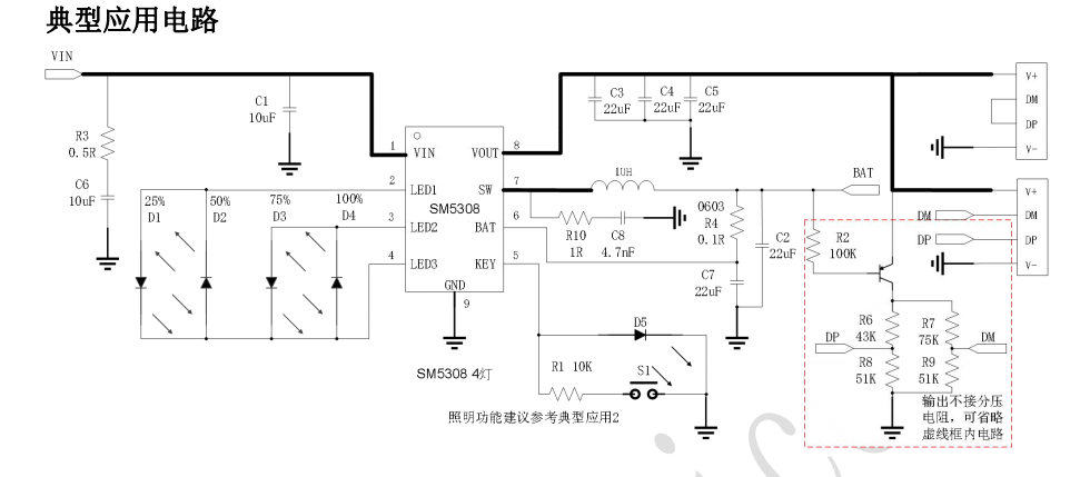 ΢SM5308 2.1A  2.4 A ŵ߼ɶƶԴ SOC