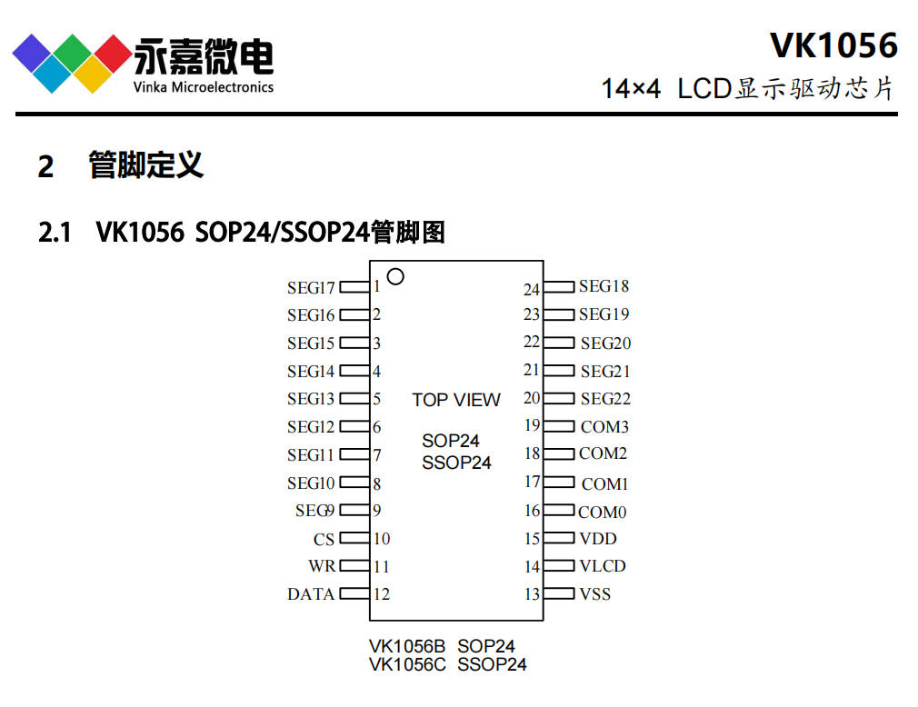VK1056B/C SOP/SSOP24 LCDʡҺоƬLCDICԭ