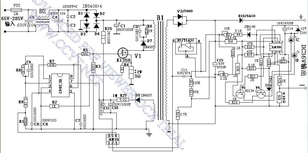 36v电动车充电器原理图