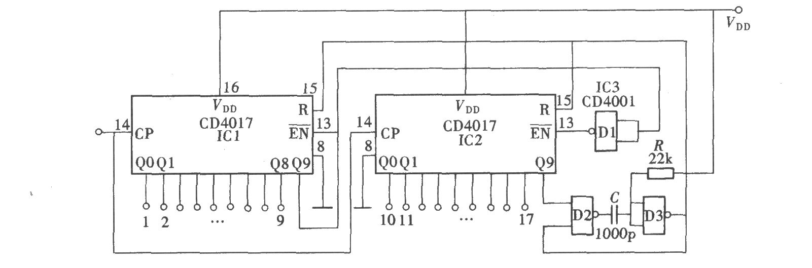 Cd4017 схема включения