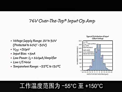 76V Over-The-Top输入运放兼具高精度、通用性和保护功能视频